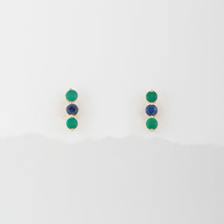 Green Agate and Blue Sapphire Earrings Pipa