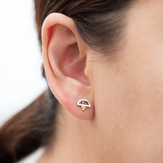 Lucia earrings worn on model