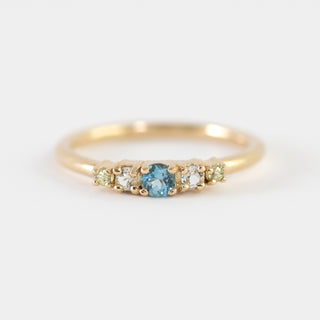 Maya Blue Topaz Peridot gold ring