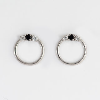 Jana White Topaz and Black Spinel Earrings - Minette 