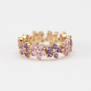 Fleur Amethyst and Pink Sapphire on Yellow gold ring