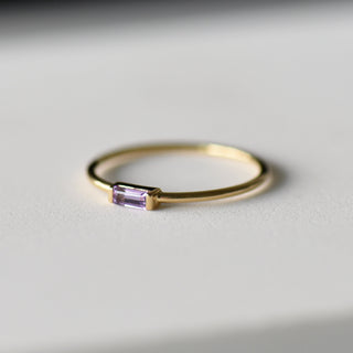Amethyst on gold band Sienna side view