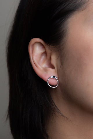 Jane Topaz and Spinel earrings worn on model