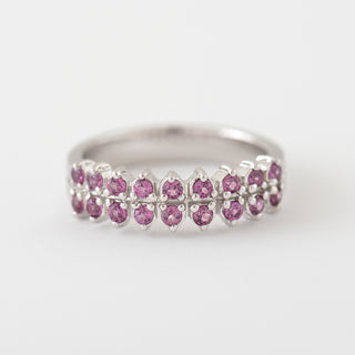 Rhodolite White Gold ring Aziza front view