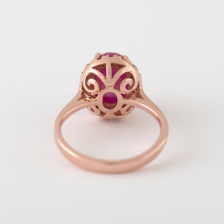 Ruby and Sapphire Rose gold ring Edna back view