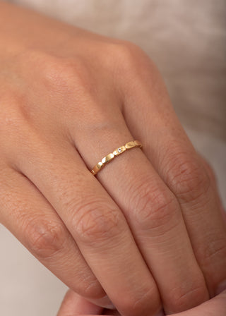 White Topaz gold ring Edith worn on hand model