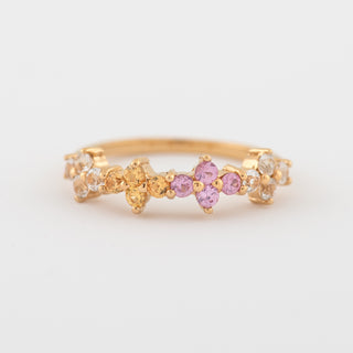 Pink and Yellow Sapphire Gold Ring Anastasia front view