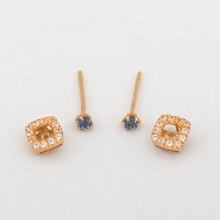 Blue Sapphire and Zircon Earrings Esther shown separate