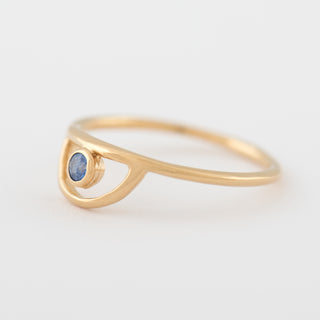 Blue Sapphire Gold ring Azure side view