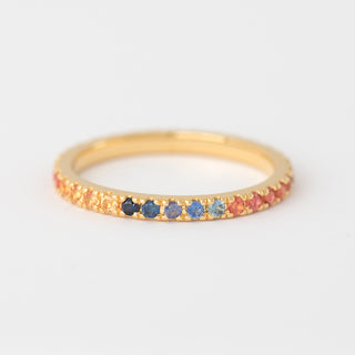 Sapphire eternity gold ring side view