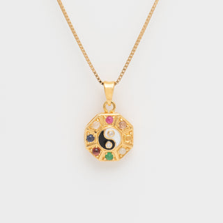 Ying Yang multi gemstone pendant necklace