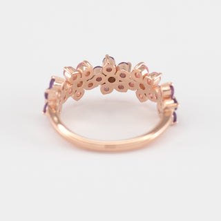 Charlotte Pink Sapphire and Amethyst Gold Ring back view