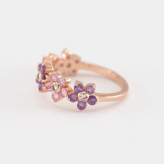Charlotte Pink Sapphire and Amethyst Gold Ring right view