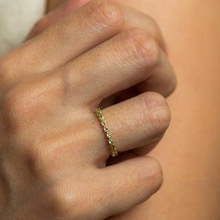 Leonore Peridot god ring worn by hand model
