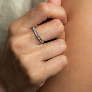 White Gold chain ring worn on hand model