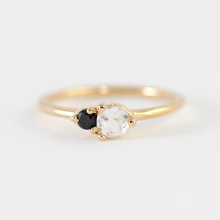 Spinel and White Topaz on gold ring Joanna