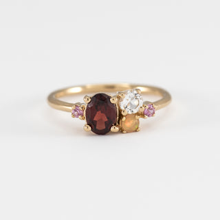 Garnet White Topaz Opal and Pink Sapphire gold ring Colbie