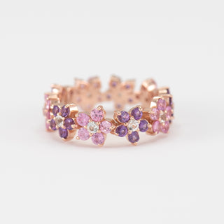 Fleur Amethyst and Pink Sapphire on Rose gold ring